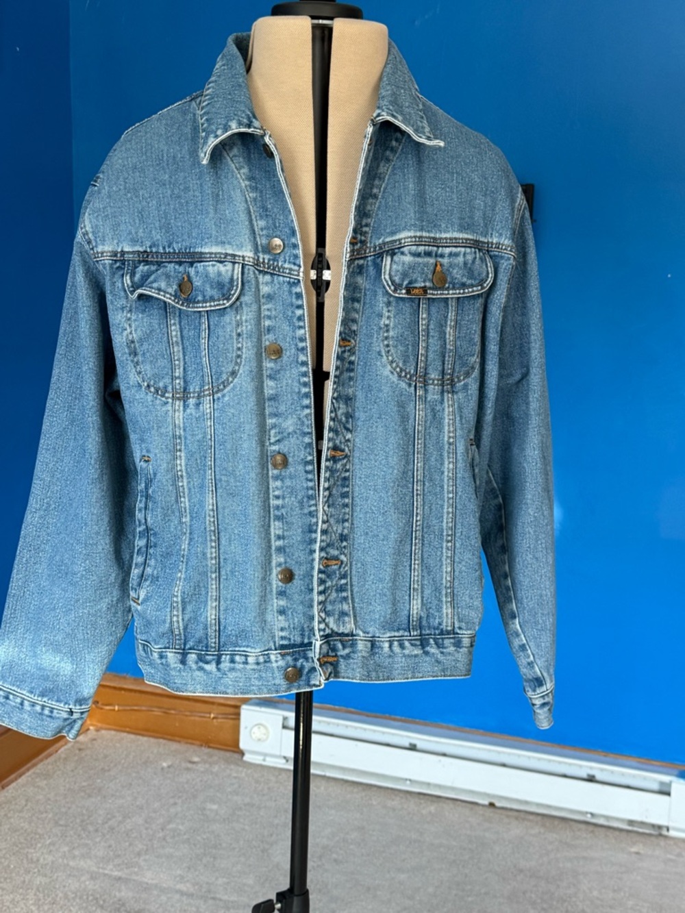 Title:Lee Denim Trucker Jacket Mens XL Vintage Style Blue LM45128